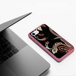 Чехол iPhone 7/8 матовый Расписной узор, цвет: 3D-малиновый — фото 2