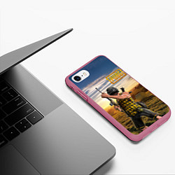 Чехол iPhone 7/8 матовый PUBG, цвет: 3D-малиновый — фото 2