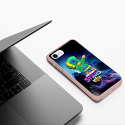 Чехол iPhone 7/8 матовый Brawl Stars Leon, Dab, цвет: 3D-светло-розовый — фото 2