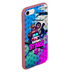 Чехол iPhone 7/8 матовый BRAWL STARS 8 BIT, цвет: 3D-малиновый — фото 2