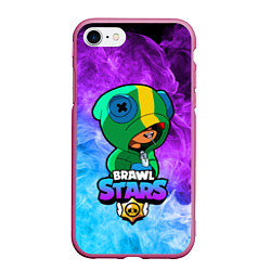 Чехол iPhone 7/8 матовый Brawl Stars LEON, цвет: 3D-малиновый