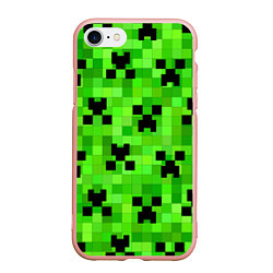 Чехол iPhone 7/8 матовый MINECRAFT, цвет: 3D-светло-розовый