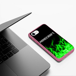Чехол iPhone 7/8 матовый MINECRAFT FIRE, цвет: 3D-малиновый — фото 2