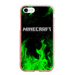 Чехол iPhone 7/8 матовый MINECRAFT, цвет: 3D-светло-розовый