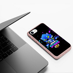 Чехол iPhone 7/8 матовый Brawl Stars LEON, цвет: 3D-светло-розовый — фото 2