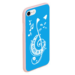 Чехол iPhone 7/8 матовый Котик Меломан голубой, цвет: 3D-светло-розовый — фото 2