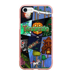 Чехол iPhone 7/8 матовый Terraria, цвет: 3D-светло-розовый