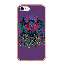 Чехол iPhone 7/8 матовый Ктулху, цвет: 3D-светло-розовый