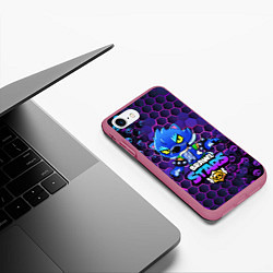 Чехол iPhone 7/8 матовый Brawl Stars LEON, цвет: 3D-малиновый — фото 2
