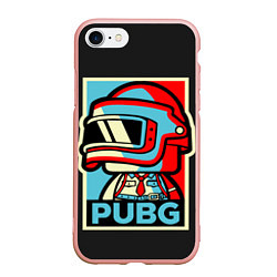 Чехол iPhone 7/8 матовый PUBG, цвет: 3D-светло-розовый