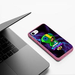 Чехол iPhone 7/8 матовый Brawl Stars LEON, цвет: 3D-малиновый — фото 2