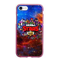 Чехол iPhone 7/8 матовый BRAWL STARS Все персонажи, цвет: 3D-малиновый