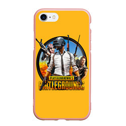 Чехол iPhone 7/8 матовый PUBG, цвет: 3D-светло-розовый