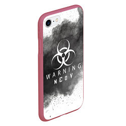 Чехол iPhone 7/8 матовый Warning NCoV, цвет: 3D-малиновый — фото 2