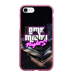 Чехол iPhone 7/8 матовый GTA VI: MIAMI NIGHTS, цвет: 3D-малиновый