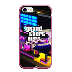 Чехол iPhone 7/8 матовый GTA:VICE CITY, цвет: 3D-малиновый
