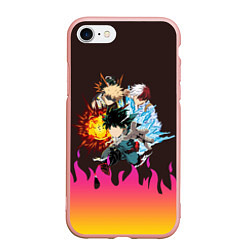 Чехол iPhone 7/8 матовый MY HERO ACADEMIA разноцветное пламя, цвет: 3D-светло-розовый