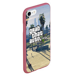 Чехол iPhone 7/8 матовый GRAND THEFT AUTO 5, цвет: 3D-малиновый — фото 2