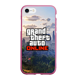 Чехол iPhone 7/8 матовый GTA ONLINE, цвет: 3D-малиновый