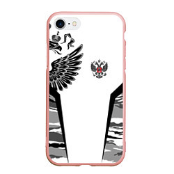 Чехол iPhone 7/8 матовый Камуфляж Россия, цвет: 3D-светло-розовый
