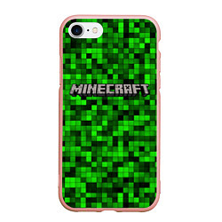 Чехол iPhone 7/8 матовый MINECRAFT CREEPER КАПЮШОН, цвет: 3D-светло-розовый