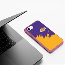 Чехол iPhone 7/8 матовый LA LAKERS, цвет: 3D-малиновый — фото 2