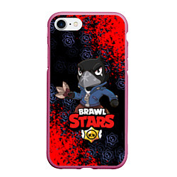 Чехол iPhone 7/8 матовый BRAWL STARS CROW, цвет: 3D-малиновый