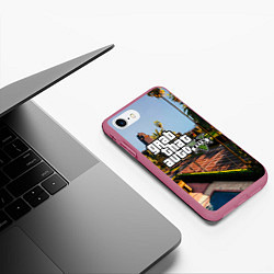Чехол iPhone 7/8 матовый GTA 5, цвет: 3D-малиновый — фото 2