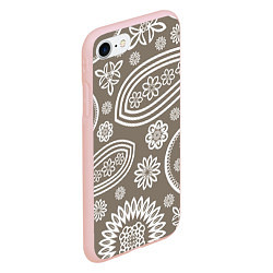 Чехол iPhone 7/8 матовый Цветочная роспись, цвет: 3D-светло-розовый — фото 2