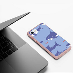 Чехол iPhone 7/8 матовый Акулий косяк, цвет: 3D-светло-розовый — фото 2