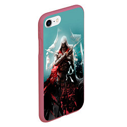 Чехол iPhone 7/8 матовый Assassins Creed, цвет: 3D-малиновый — фото 2