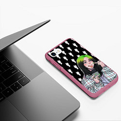 Чехол iPhone 7/8 матовый Billie Eilish, цвет: 3D-малиновый — фото 2