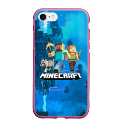 Чехол iPhone 7/8 матовый Minecraft Майнкрафт, цвет: 3D-малиновый