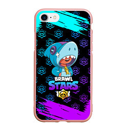 Чехол iPhone 7/8 матовый Brawl stars leon shark, цвет: 3D-светло-розовый