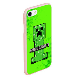 Чехол iPhone 7/8 матовый MINECRAFT, цвет: 3D-светло-розовый — фото 2