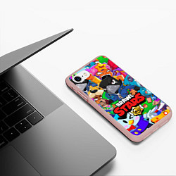 Чехол iPhone 7/8 матовый BRAWL STARS CROW, цвет: 3D-светло-розовый — фото 2