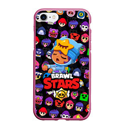 Чехол iPhone 7/8 матовый BRAWL STARS, цвет: 3D-малиновый