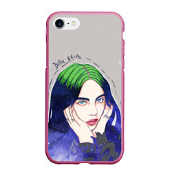 Чехол iPhone 7/8 матовый BILLIE EILISH, цвет: 3D-малиновый