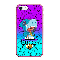 Чехол iPhone 7/8 матовый Brawl stars leon shark, цвет: 3D-малиновый