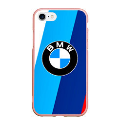 Чехол iPhone 7/8 матовый BMW, цвет: 3D-светло-розовый