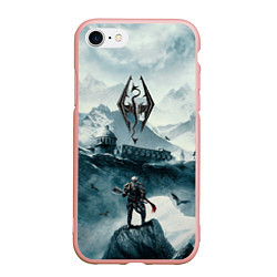 Чехол iPhone 7/8 матовый Skyrim Warrior, цвет: 3D-светло-розовый