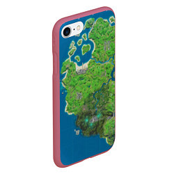 Чехол iPhone 7/8 матовый Fortnite карта, цвет: 3D-малиновый — фото 2
