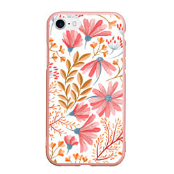 Чехол iPhone 7/8 матовый Цветы, цвет: 3D-светло-розовый
