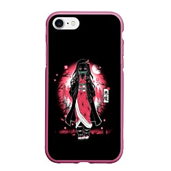 Чехол iPhone 7/8 матовый KIMETSU NO YAIBA, цвет: 3D-малиновый