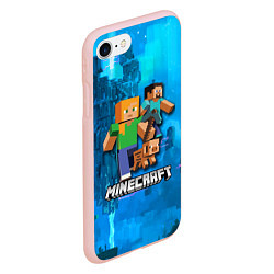 Чехол iPhone 7/8 матовый Minecraft Майнкрафт, цвет: 3D-светло-розовый — фото 2