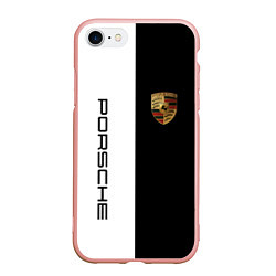 Чехол iPhone 7/8 матовый PORSCHE, цвет: 3D-светло-розовый