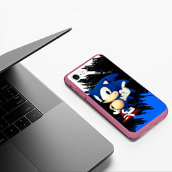 Чехол iPhone 7/8 матовый SONIC, цвет: 3D-малиновый — фото 2