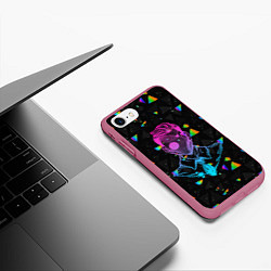 Чехол iPhone 7/8 матовый Glitch man, цвет: 3D-малиновый — фото 2