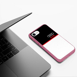 Чехол iPhone 7/8 матовый AUDI SPORT, цвет: 3D-малиновый — фото 2