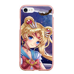 Чехол iPhone 7/8 матовый SAILOR MOON, цвет: 3D-светло-розовый